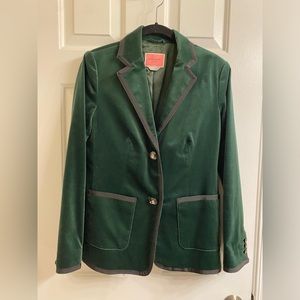 Kate Spade Women’s Blazer Velvet Dark Green With Crystal Buttons Size 0